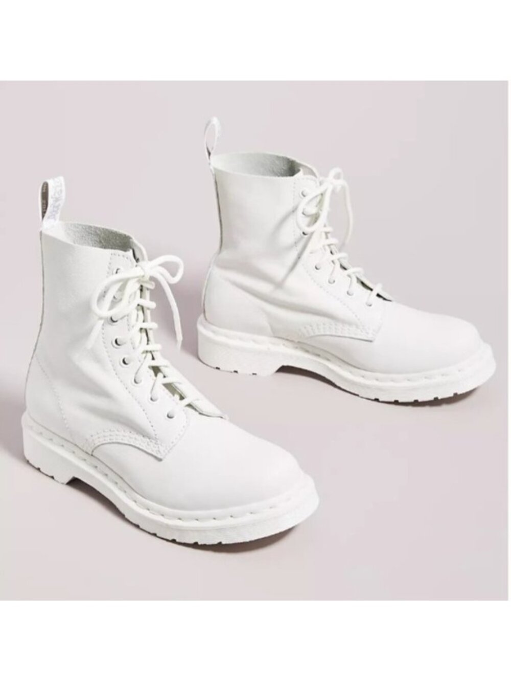 Dr. Martens 1460 Pascal Mono White Leather 8-Eye Combat Boots Women US 10 EU 42
